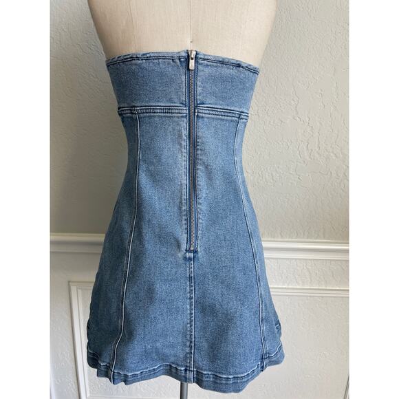Miss Sixty Strapless Denim Corset Mini Dress Small | Lace-Up Front  Y2K Retro - Picture 3 of 11